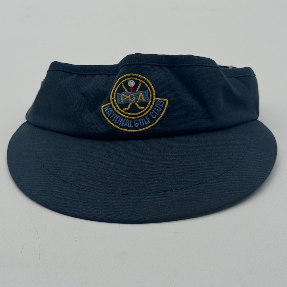 Vintage PGA National Golf Club Visor Headliner Exace Navy Blue Distressed Hat